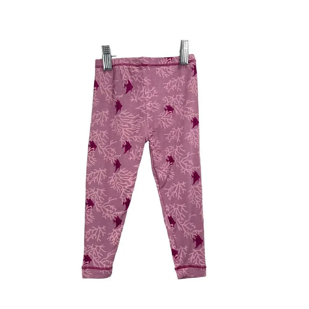 KicKee Pants bamboo pajama set top and bottom Size 2T coral fish print‎